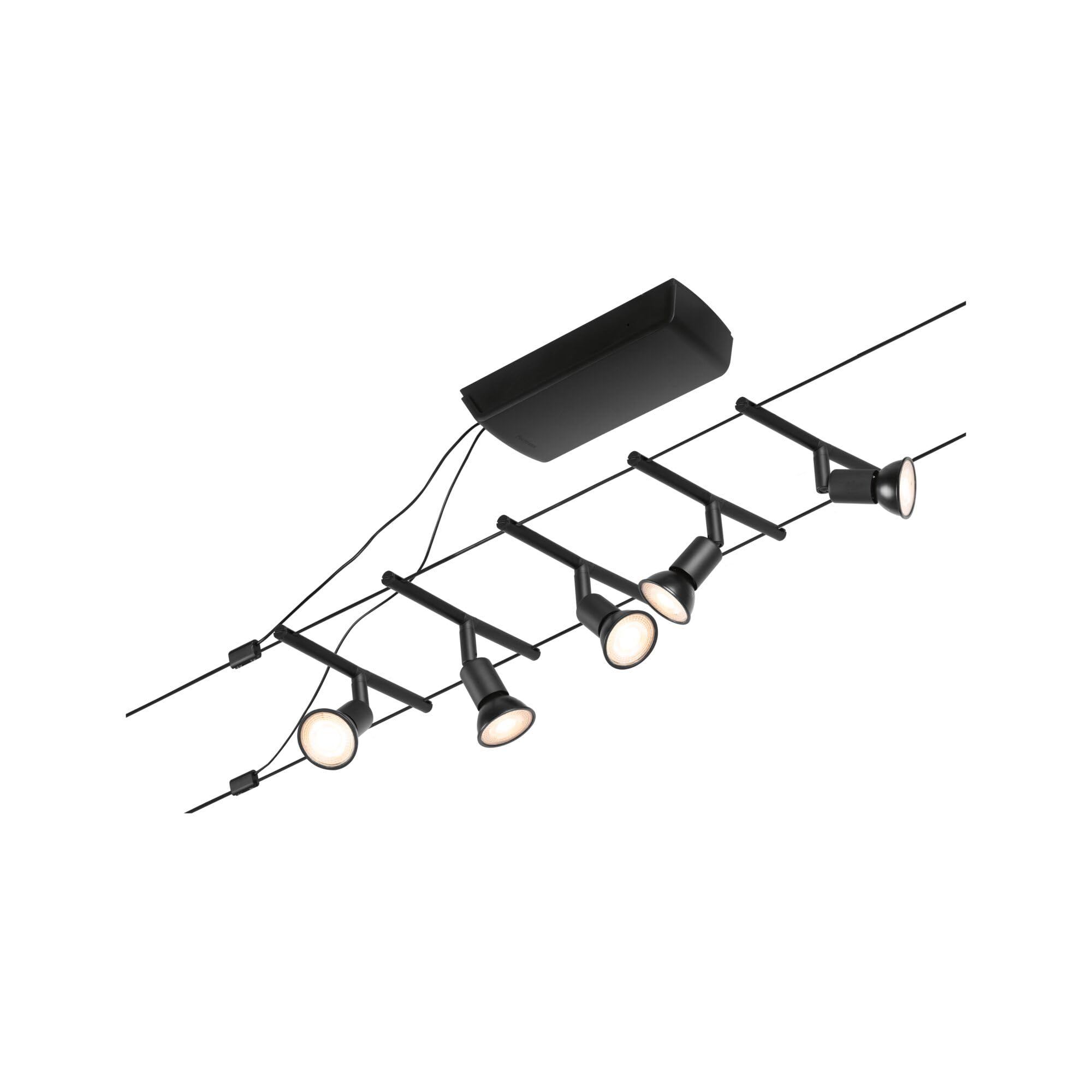 Paulmann 94446 CorDuo Set Système de Câbles Salt DC 5 x 10 watts max, Éclairage Extensible Noir Mat Câble Métallique Matière Plastique GU5,3 Système de Câbles sans Ampoules