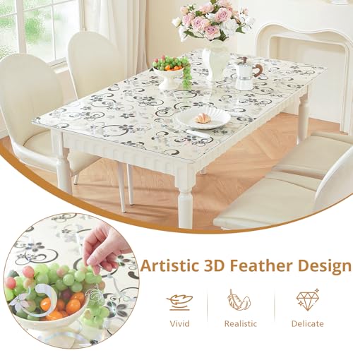 Image of LovePads Floral Clear Table Cover Protector - 30 x 48 Inch Thick Plastic Table Cloth, Waterproof PVC Desk Mat for Dining Room Table, Wood Furniture Topper, Anti-Scratch Desk Pad for Kids Writing,