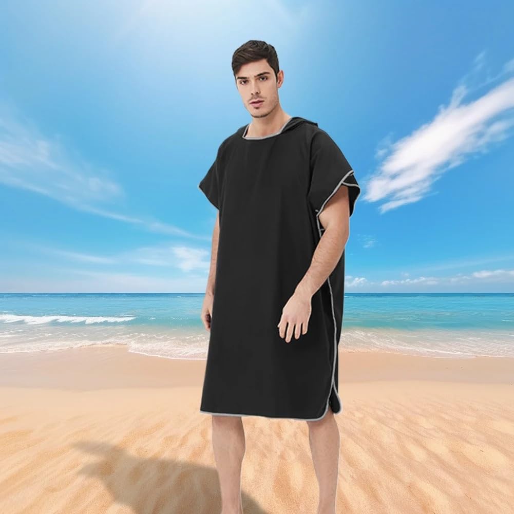 Sweat à Capuche avec Serviette Poncho en Fibre de Polyester | Plongée surf multicolore : après utilisation de l'eau(Rose Gold)