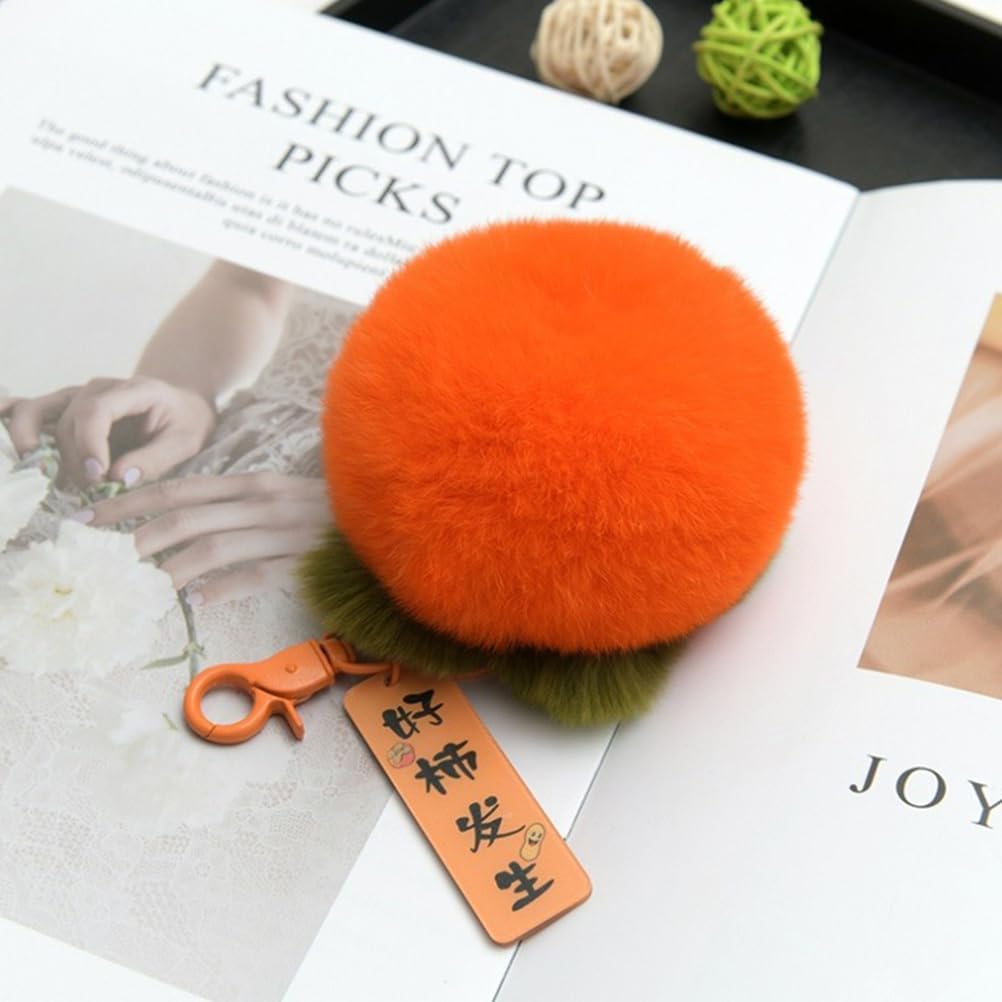 Baluue Persimmon Keychain Plush Bag Charm Soft Fuzzy Fruit Keyring for Backpack Purse Decoration 4 Inch - Image 6