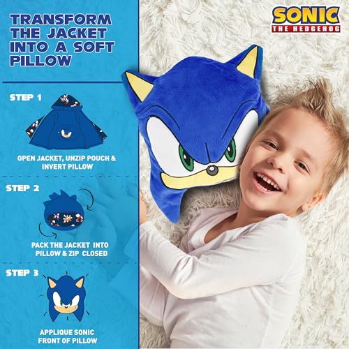 Sonic Packable Pillow Jacket - Kids Comfy Hoodie & Toddler Must Haves, Weighted Hoodie Jacket - Navy Print, Sizes 12M to 74