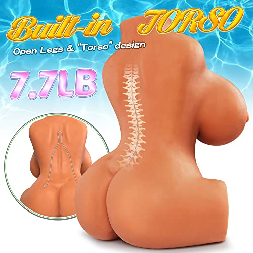 7.7Lb Sex Doll Realistic Male Masturbator, 3 In 1 Brown Male Masturbators Big Boobs Masturbator Toy With Realistic Vagina Anal, Lifelike Pocket Pussy With Built-In Torso Sex Toy For Men Masturbation #TOP5