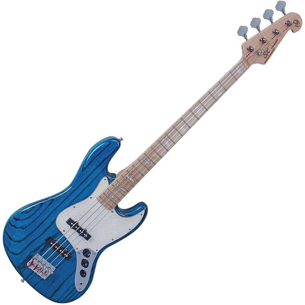 ベース SX Jazz Bass SX BASS GUITAR JAZZ STYLE TRANSLUCENT BLUE OVER AMERICAN NATURAL