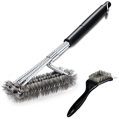 2 PCS CEPILLO BARBACOA - Cerdas Acero Inoxidable/Mango Largo/Limpieza Lavavajillas - Mejor Limpieza Eficaz de Grasas Carbonizadas Cover