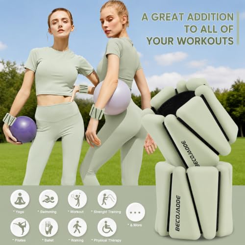 Image of BECOJADDE Ankle Weights Set of 2 (1 lb /2 lb /3 lb Each) Adjustable Wrist Weights for Women Men Wearable Arm Leg Weight for Pilates, Running, Walking, Workout, Yoga