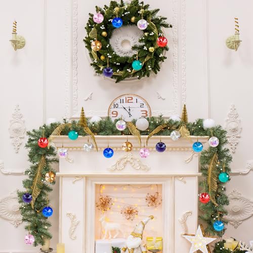 LOMOHOO Christmas Tree Crystal Decorations 12PCS Christmas Baubles 3CM Crystal Glass Baubles Christmas Balls Ornaments Suncatcher Hanging Ornaments for Wedding Party Windows Xmas Tree Decorations - Image 2
