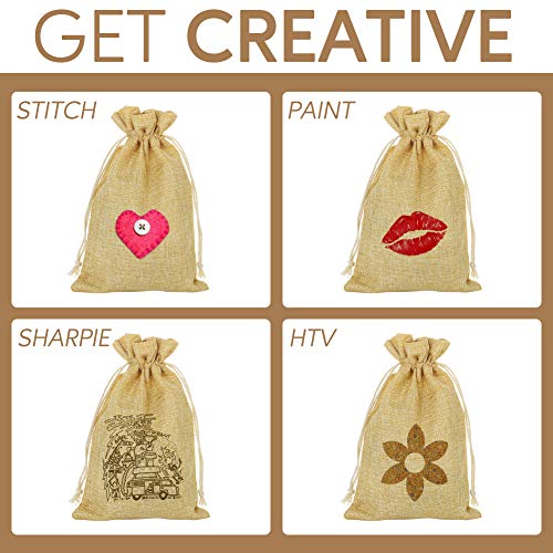 50 Pcs Burlap Gift Bags 5X8 Inch, Linen Sacks Bag With Drawstring For Gifts Candy Small Items, Reusable Jewelry Pouches For Art Diy Craft Coffee Present Wedding Favors Household Use, Brown #TOP2