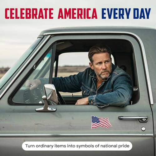 Sticky Expressions | USA Flag Waving Stickers (4 Pcs), Size 4\" - Strong Adhesive, Durable, Waterproof, UV Resistant American Flag Stickers And Decals - Perfect American Flag Decal For Vehicles, Laptops etc - Thumbnail 2