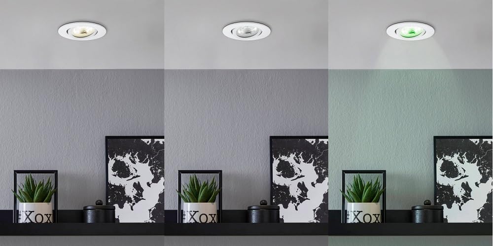 Eglo connect.z Smart Home Led faretto da incasso Saliceto-Z in alluminio bianco, Ø 88 mm, ZigBee, app e controllo vocale, colore della luce, dimmerabile