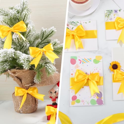 Image of woric Yellow Ribbon 1 Inch 50 Yards Fall Satin Ribbon | Gift Wrapping Baskets Bows Bouquet Crafts Fall Decor Harvest Party