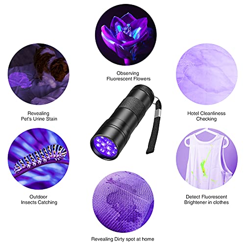 Cosoos UV FLASHLIGHT-2 Pack Uv Flashlight, 12 Led Handheld Blacklight Flashlight 395Nm Mini Light Torch Detector For Dog Pet Urine Stains thumb #6