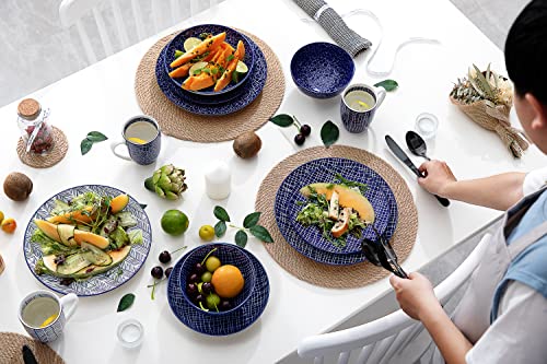 vancasso Serie TAKAKI, Servizio di Piatti per 12 Persone, Set Piatti 48 Pezzi in Procellana Blu Stile Giapponese con… - immagine 3