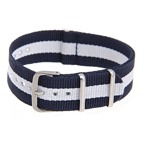 Preisvergleich Produktbild Gaoominy Verstellbarer Segeltuch Riemen weisses Blau mit gestreiftem Fuer Uhrenersatz
