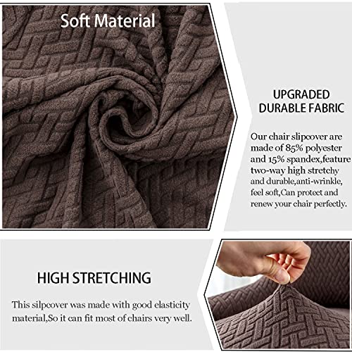 Xuanzyang Stretch Diagonal Stripes Wingback Chair Covers Slipcover - Reusable Arm Chair Protector Cover,Kitchen Dining Chair Covers Protectors For Dining Room Chairs (Brown,Set Of 4) #TOP6