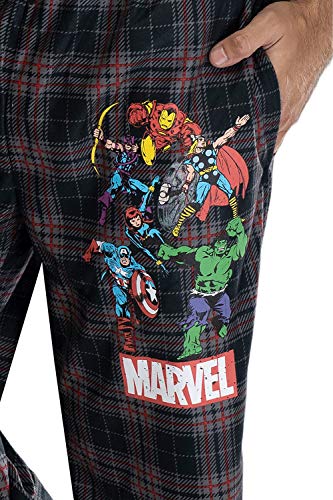 Marvel Comics Men's Vintage Distressed Avengers Plaid Lounge Pants Sleepwear Pajama Pants3