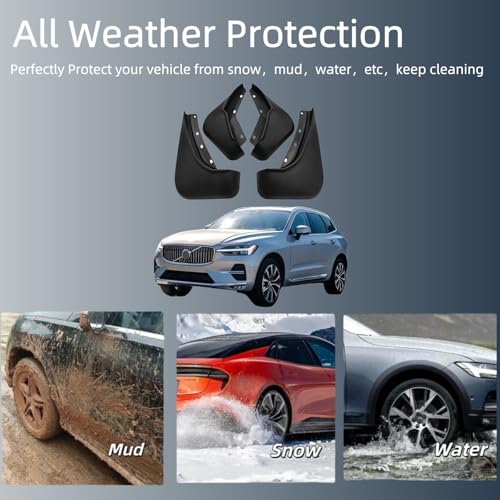 Image of No Drill Mud Flaps Compatible with Volvo XC60 2018-2025 Custom Fit All Weather Exterior Accessories