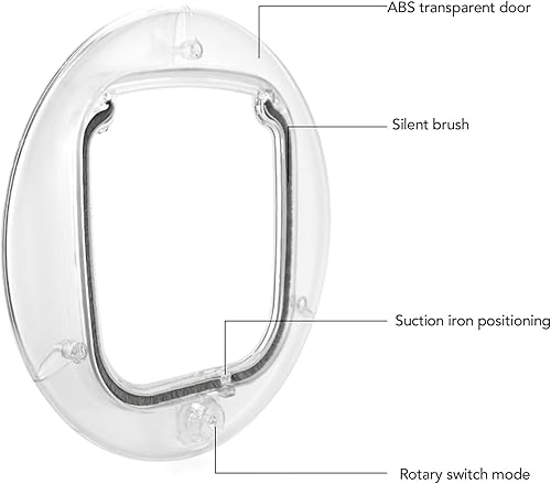 Miniatura 3 de Transparent Cat Door for Interior Exterior Doors, 4 Way Locking System, Silent Brush Strips with Strong Magnetic Strip, Clear Pet Door for Cats and