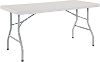 Office Star 5ft Light Gray Resin Folding Table - Durable Multipurpose Indoor/Outdoor Utility Table, 60x30 Inches