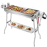 JooMoo Portable Charcoal Grills Large - Foldable Outdoor Barbecue Grill + 12 Accessories, Stainless Steel Yakitori Grill for Camping Patio Backyard Picnic BBQ Party