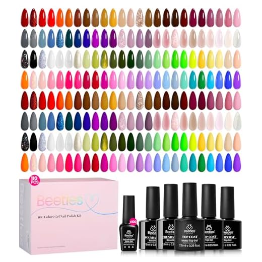 Conjunto de esmaltes de gel Beetles – Kit de esmalte Chroma Dreams, 100 cores, rosa, azul, laranja, roxo, outono, inverno, cores de unhas em gel, com 5 peças de base top coat de imersão em gel UV