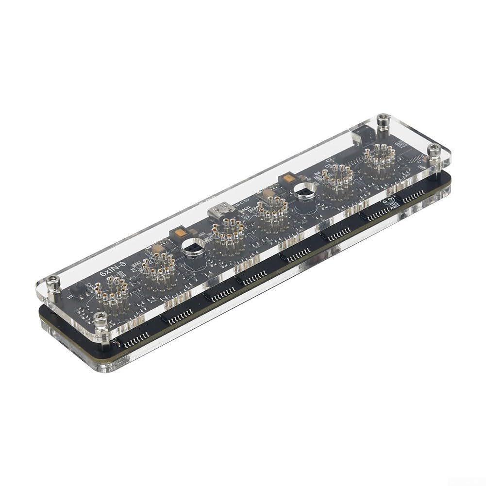 IN-8 - Base d'horloge tubulaire Nixie avec télécommande et tube à double point pour rétro pour décoration - Format 12/24h - Bloc d'alimentation USB 5 V compatible