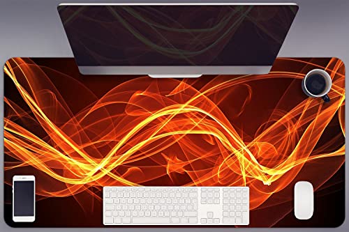 Sous-main bureau vinyle 90x45cm tapis de souris géant de protection gaming orange