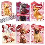 BDDYYI 24 Set Dogs Valentine's Day Cards Mini Valentines Day Cards for Kids School Cute Pet Dog Valentines Cards with Envelopes for Kid Classroom Greeting Cards for Kids Party Classroom Exchange