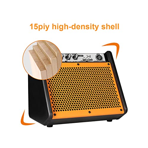 Image of Coolmusic Drum Amplifier 20W, Wireless Electric Drum Speaker Keyboard Amp, Mini DM20 Portable for Home Practice (Orange)
