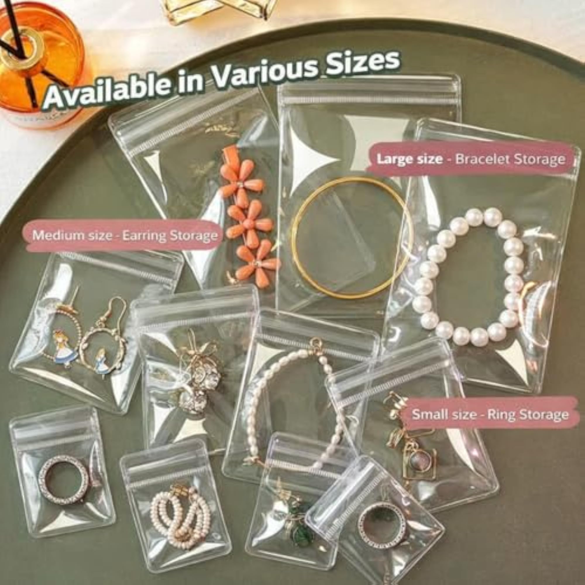 21 Pcs Clear Zip Lock Jewellery Organiser Storage Pouches