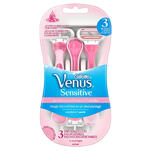 Gillette Venus Women's Disposable Razor with Blades, Sensitive, 3 Count