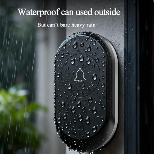 Image of OXSAM Wireless Doorbell - Long Range Over 100 Ft, 32 Rings Bell, Battery Powered Door Bell Chime with LED Flash Wireless Calling Bell for Home, Office, Shop (Black (plug))