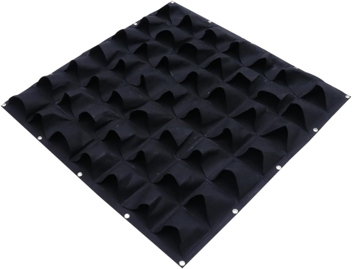 Gadpiparty Wall Hanging Plant Grow Bag with 49 Pockets, Black Felt Nursery Planter for Vertical Garden, Outdoor Balcony and Patio Green Wall Plant Container