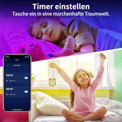 Keepsmile LED Strip 10M RGB, Bluetooth LED Streifen mit APP & Fernbedienung, Musik Sync, Dimmbar Farbwechsel Lichtband, Selbstklebend LED Beleuchtung für Zimmer, Schlafzimmer, Gaming, Party & Deko – Bild 6
