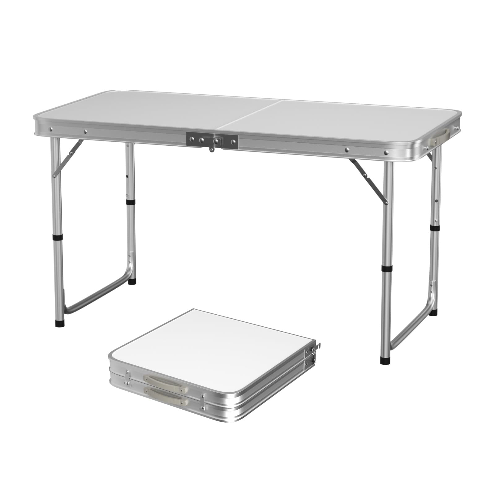 Xinng 4FT Portable Camping Table 120CM Aluminum Lightweight Folding Table 3 Height Adjustable Garden Table for Indoor,Outdoor BBQ,Camping,Picnic