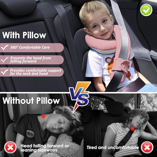 Image of Kids Travel Neck Pillow, Toddler Travel Pillow for Car & Airplane | Comfortably Travel Neck Pillow with Head & Chin Support for Road Trip Rest, Gifts for Toddler /Kids
