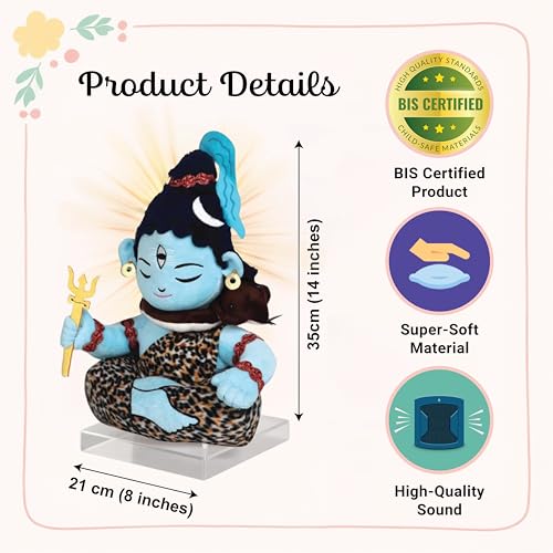 Image of Mantra Chanting Soft Toy (35 Cm) Lord Shiva Musical Soft Toys | Medium Size Soft Plush Toy | Lord Shiva Toy with Info. Booklet & Instruction | Best Gift for Infants, Kids, Babies