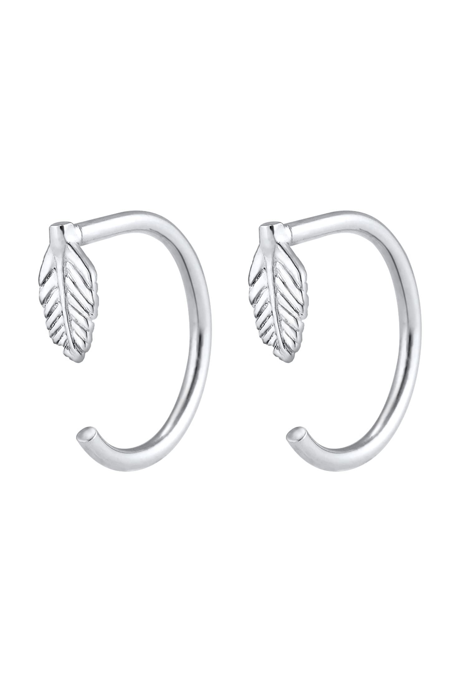 Elli Women Creole Feather Boho 925 Silver Earrings 0302632717
