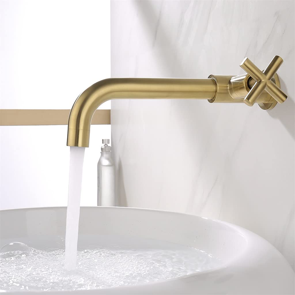 Wall Fixtures Simple Brass Bathroom Faucet Cold Black Chrome Gold Color C Size As Shown in The Picture — view 3