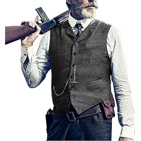 Ceehuteey Formal Men's Vests Slim Fit Soft Wool Tweed Herringbone Business Suit Vest Waistcoat for Wedding Groomsmen (Grey,3X-Large) Cover