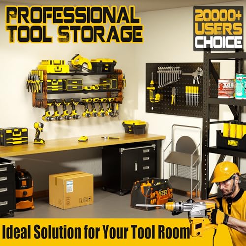 Vimiroo JJ0016 Power Tool Organizer, 8 Drill Holder Wall Mount, 3 Layers Garage Tool Organizers And Tool Storage Rack, Heavy Duty Metal Tool Shelf thumb #4