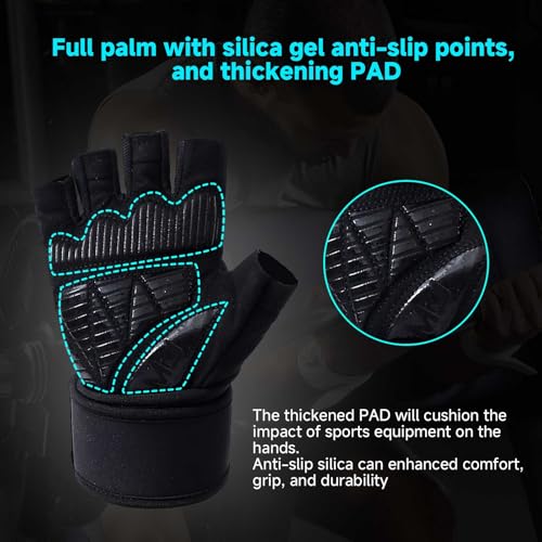 Image of Anti-Slip Weight Lifting Gloves for Men & Women - Breathable Gym Gloves with 5mm Gel Padding & Wrist Support for Crossfit /Powerlifting (S-XL)