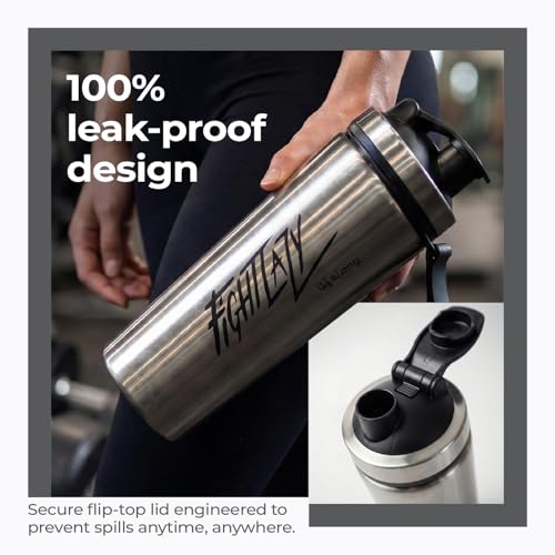 Image of Lifelong Steel Gym Shaker Bottle | Stainless Steel Protein Shaker | 100% Leakproof Sipper Bottle | Pre Workout Shaker with Measurement Markings | Protein Shake Mixer Bottle | 750 ml