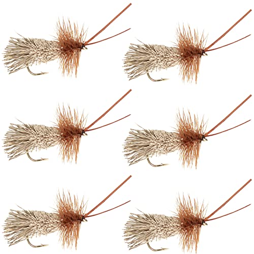 The Fly Fishing Place Natural Tan Goddard Caddis Classic Trout Dry Fly - Set of 6 Flies Size 12