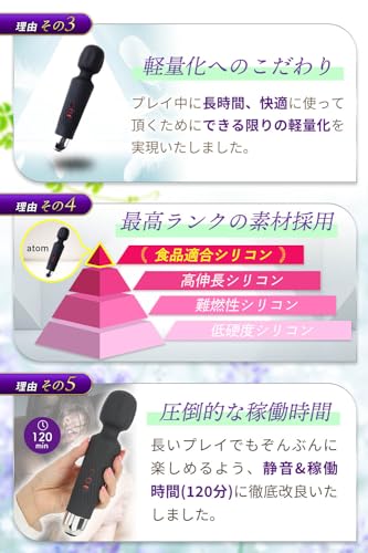 【現役AV女優も絶賛】 電マ バイブ 電動マッサージ器 電動バイブ 電動マッサージ機 アダルトグッズ 静音 防水 軽量 女性用 ローター - 画像5