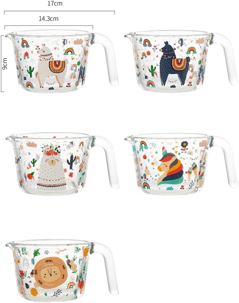 Glass Measuring Cup With Scale Milk Cup High Temperature Resistant Household Kitchen Baking Beaten Egg Cup Measuring Water Cup Cups (Color : E, Size : 500ML) (B 500ML)