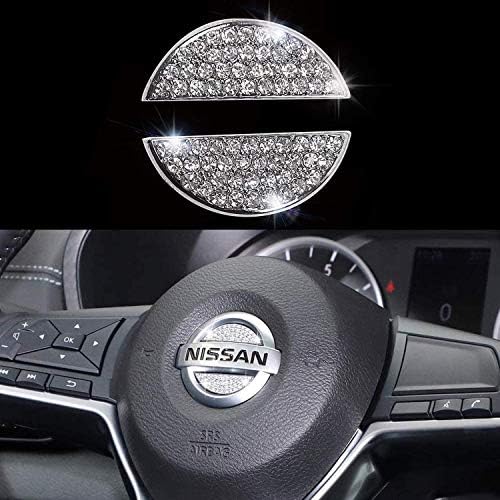 Steering Wheel Bling Crystal Emblem for Nissan, Shiny Accessories Parts Logo Sticker Badge Decals Covers Interior Decorations (Center)