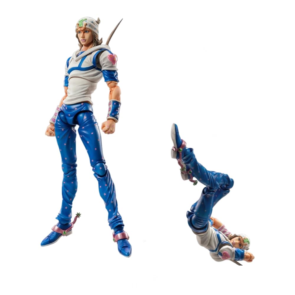 Jiumaocleu Johnny Joestar Action Figure - Anime JJBA Figure Movable Joints Model with Accessories PVC Johnny Joestar Super Action Statue 17CM (White)