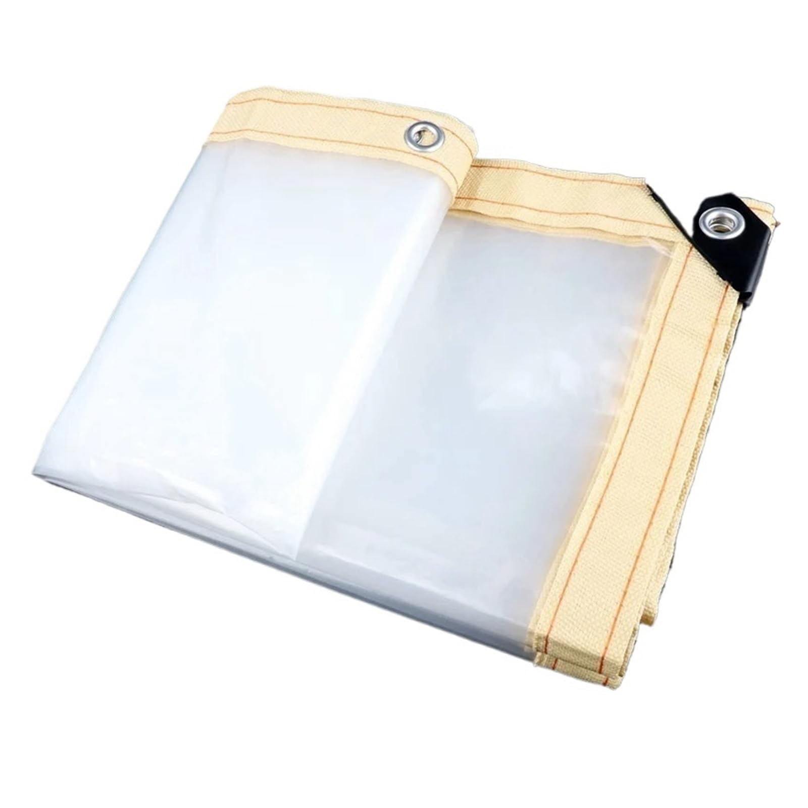 1pc 0.1mm Transparent Tarpaulin Greenhouse Film Waterproof Cover Balcony Rainproof Shade Sail Garages Canopy(0.1mm Beige Edge,1x2m)