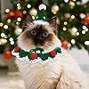 Lewondr Katze Weihnachtsmütze mit Schal, Katzen Weihnachtskostüm, Gestricktes Weihnachtskleidung Set für Katzen unter 2,5 kg, Katzen Weihnachts-Outfit Set für Festival Party, Größe S, Grün