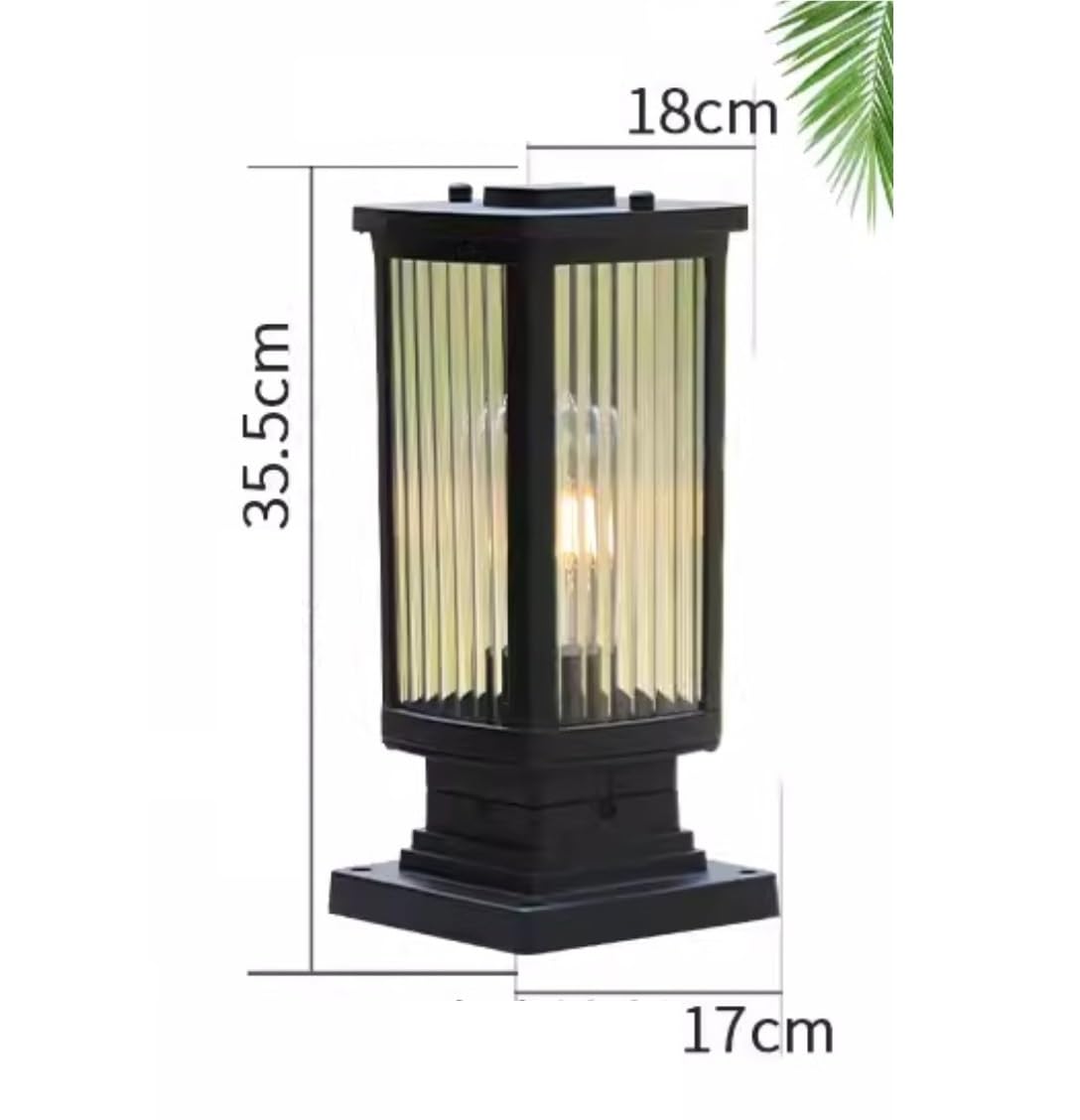 Farola Exterior Para Valla Poste De Luz Exterior De Aluminio Y Vidrio, E27, Resistente Al Agua, Para Jardín, Patio, Villa, Lámpara De Pilar, Lámpara De Columna De Porche Europea Luz De Columna(18*35.5